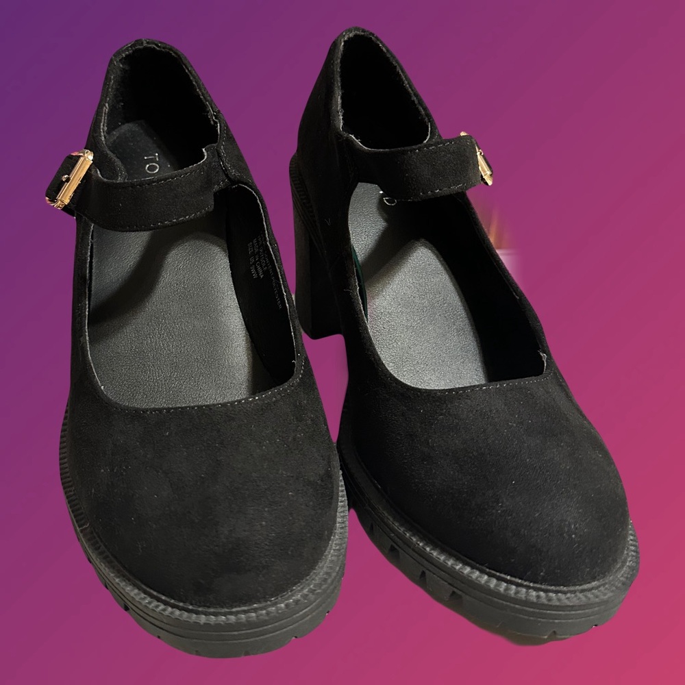 Size 9 WW Torrid Black Suede Heeled Mary Janes